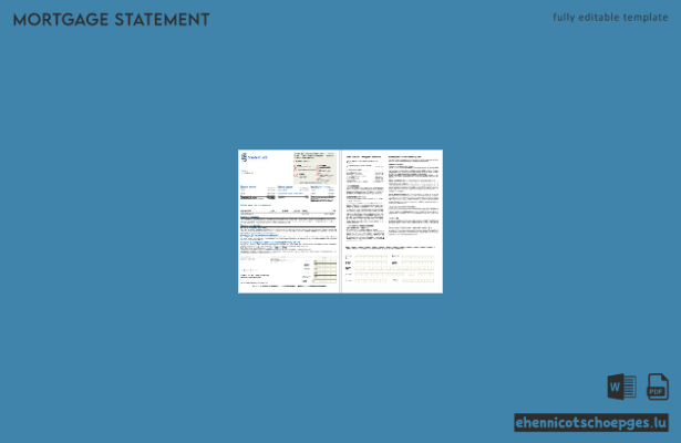 Hypothekenabrechnung der USA Standard Bank im Word- und PDF-Format, 2 Seiten, Beispielvorschau